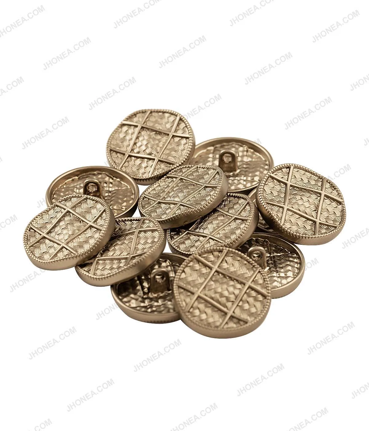 Light Anti-Brass Round Uneven Basket Weave Surface Metal Buttons