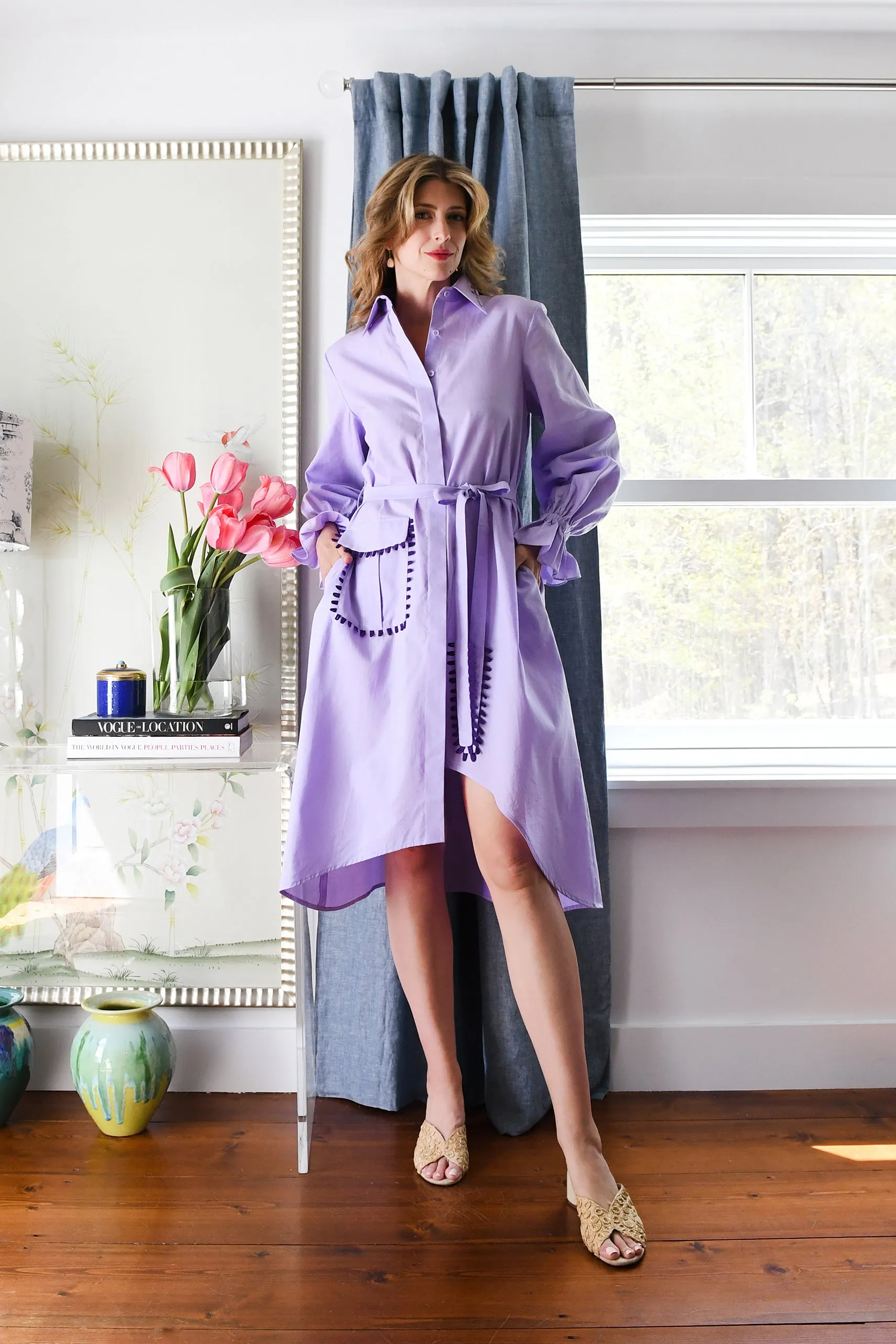 Lilac Poplin Shirt Dress