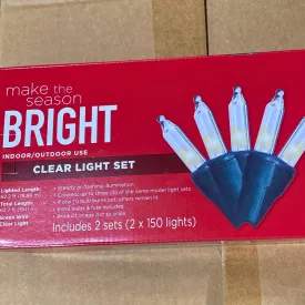 Make The Season Bright Clear Light Set 300 Lights 2X150 lights (50 Pcs Lot)