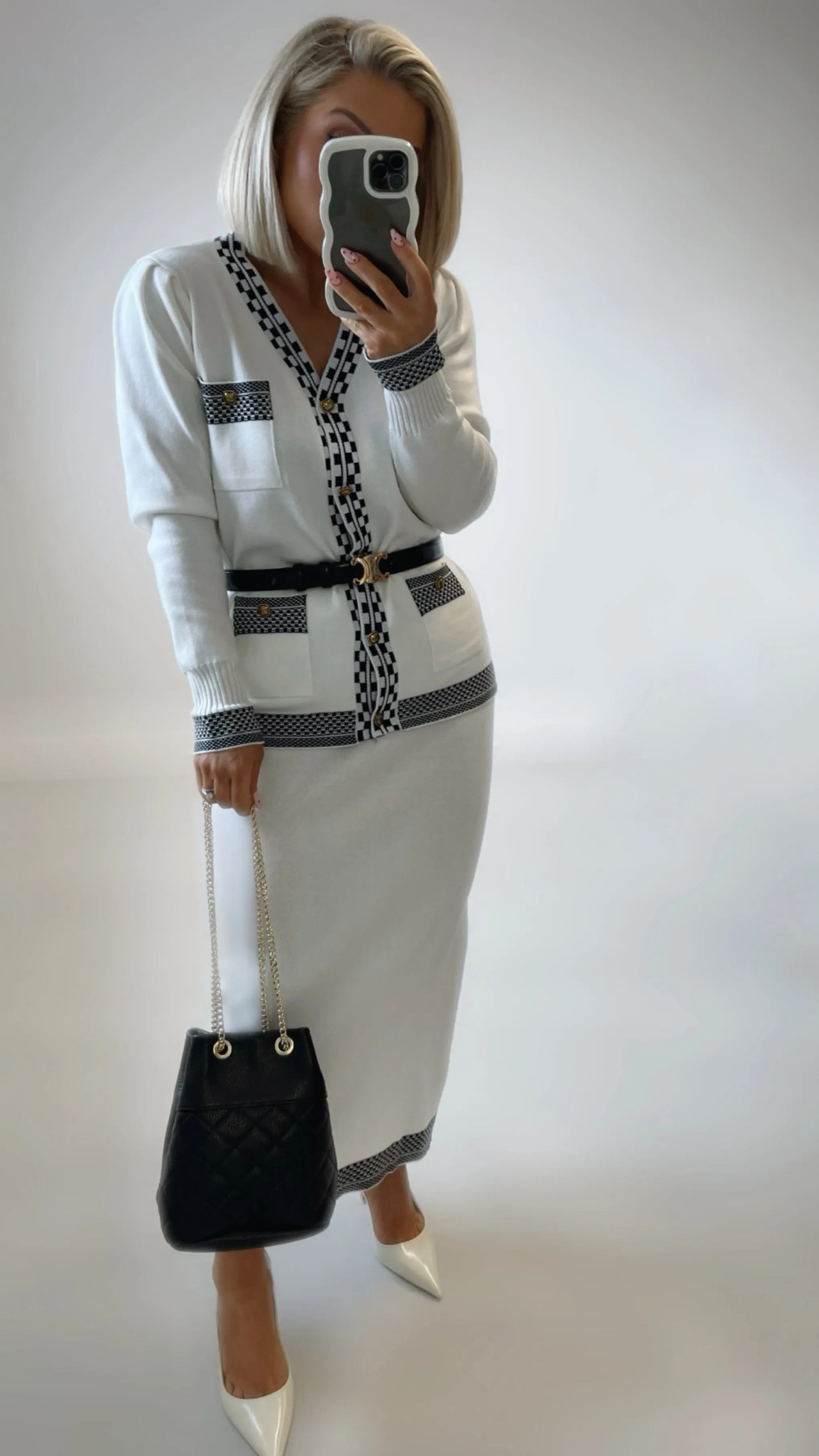 MARNIE 2 PIECE SUIT - WHITE/BLACK