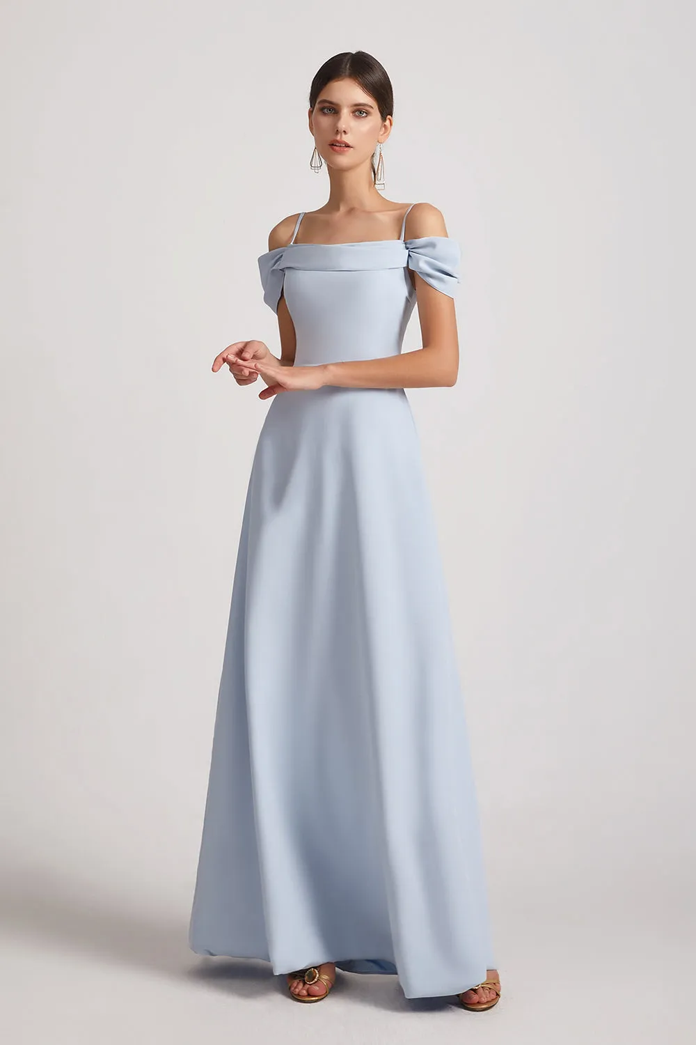 Maxi Length Cold Shoulder A-Line Bridesmaid Dresses (AF0173)