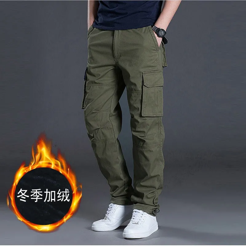 Men's Cargo Pants Casual Multi Pockets Military Tactical Long Trousers Outwear Straight Winter Pants | J117