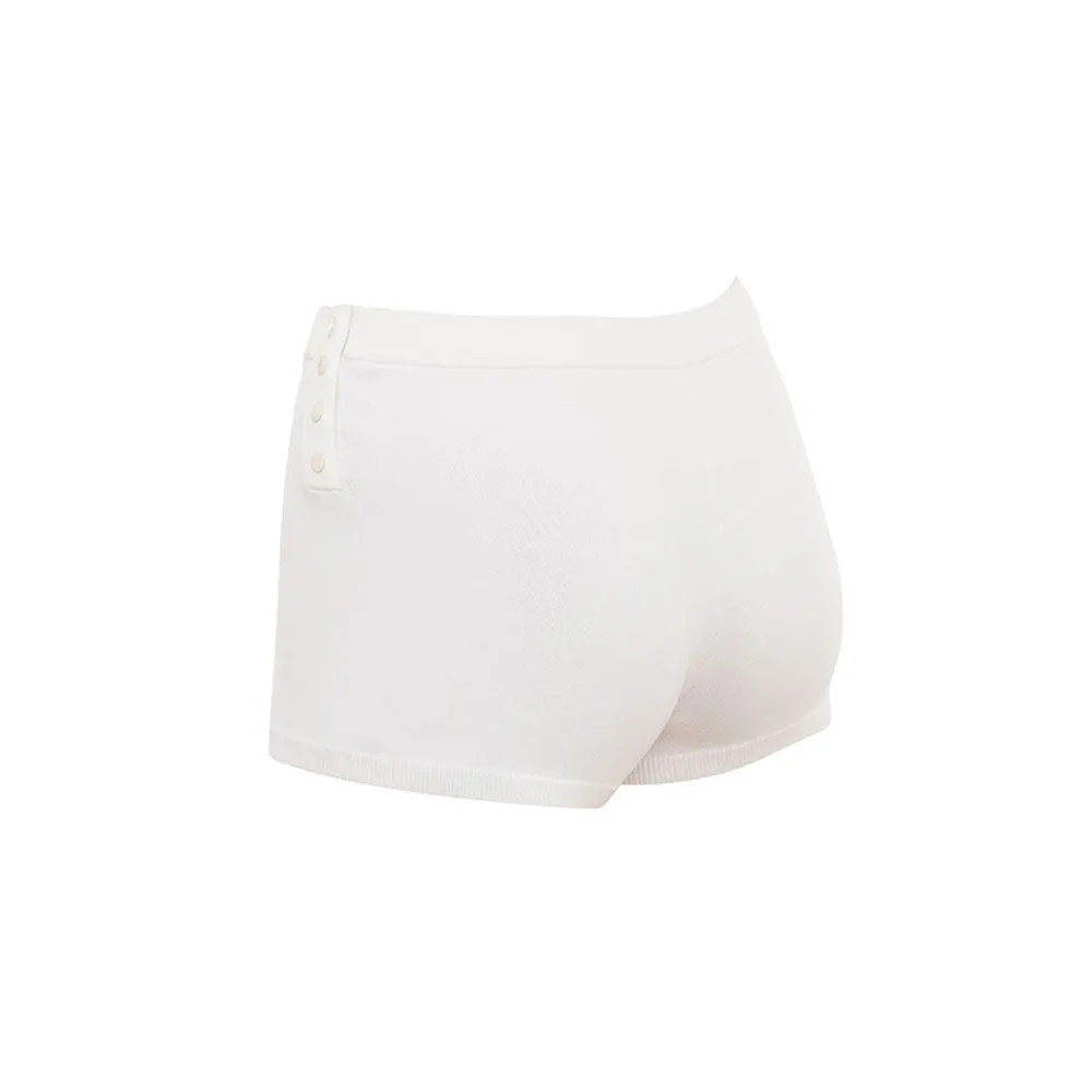 Minimalist Monochrome High Waist Button Side Ribbed Knit Hot Shorts