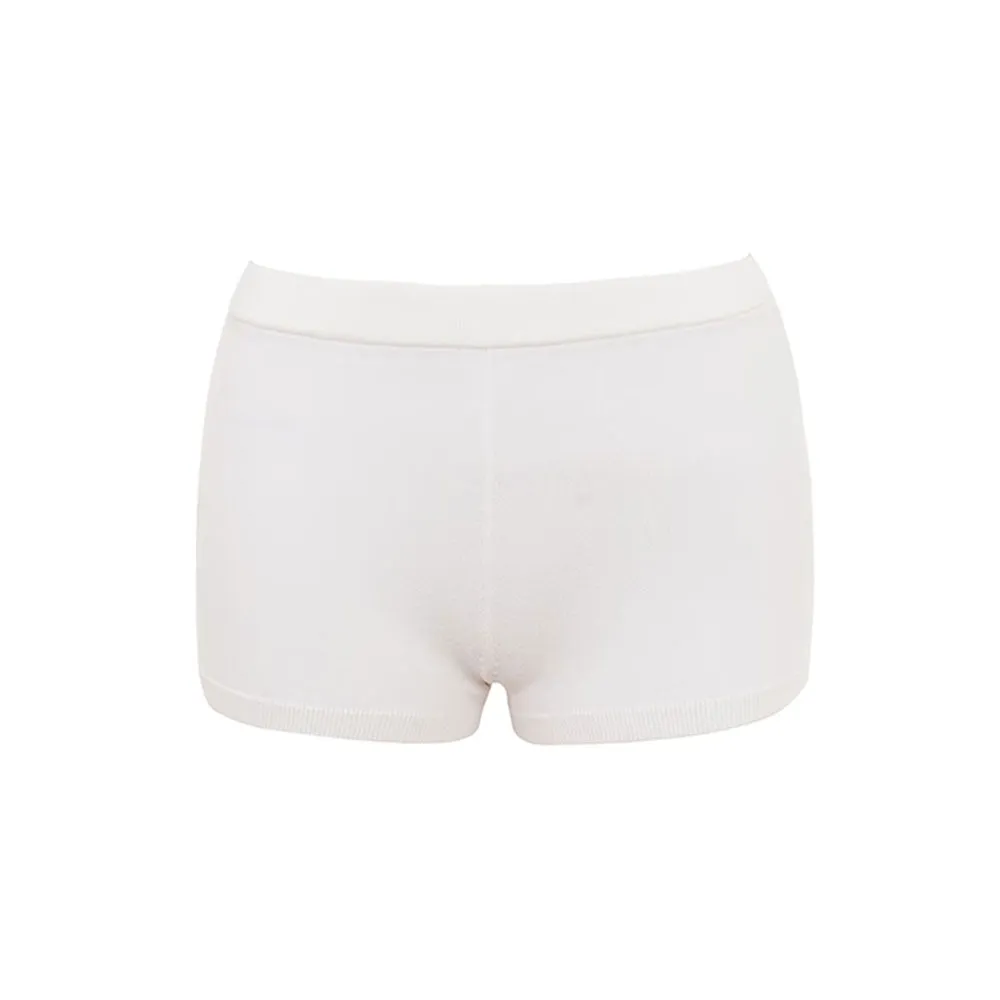 Minimalist Monochrome High Waist Button Side Ribbed Knit Hot Shorts