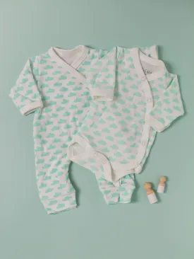 Mint Cloud Bundle - Sleepsuit & Bodysuit, 100% Organic Cotton