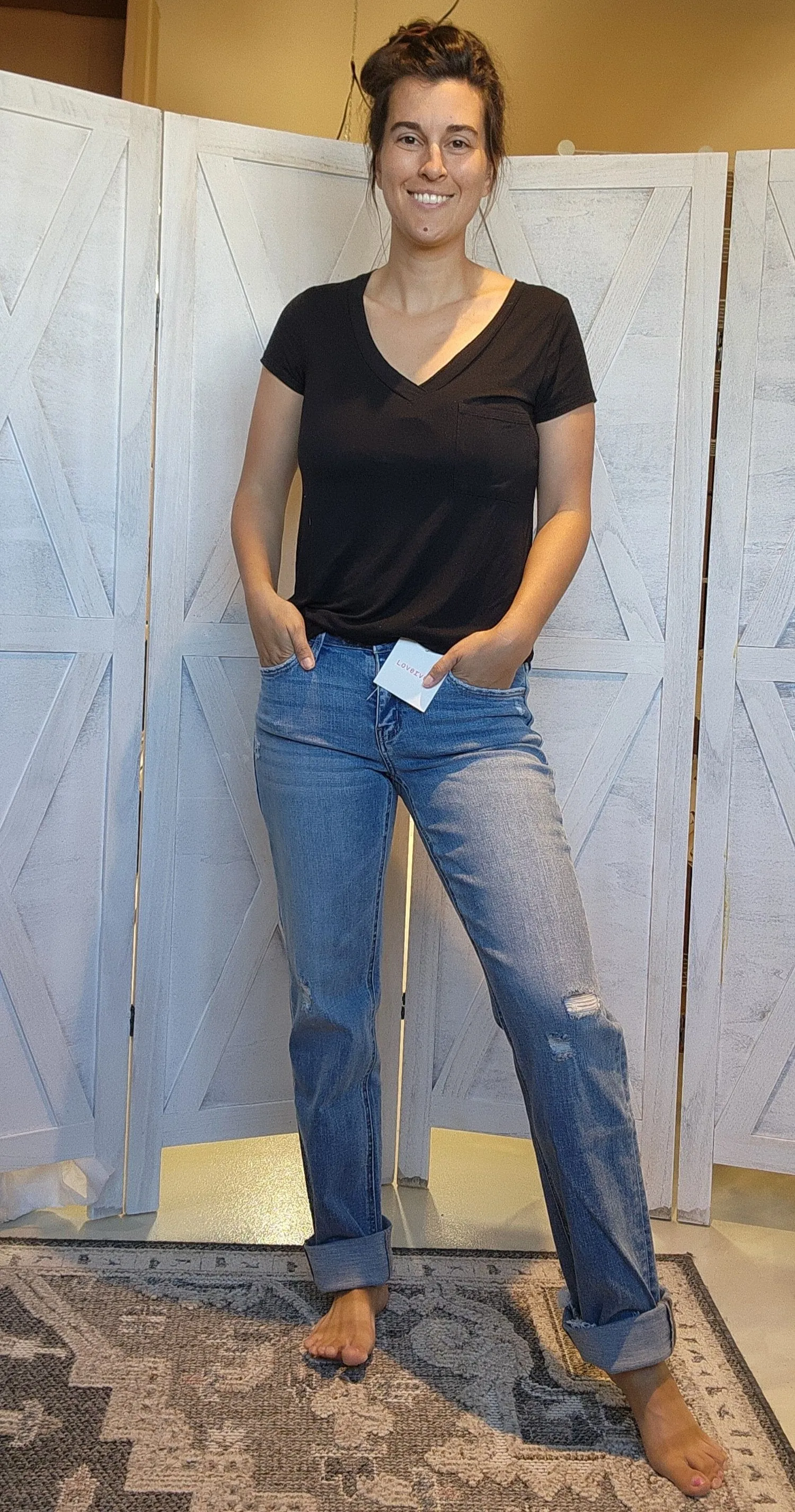 MONICA MID RISE CUFFED STRAIGHT JEANS