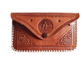 Moroccan Camel Leather Purse - Brown Caramel