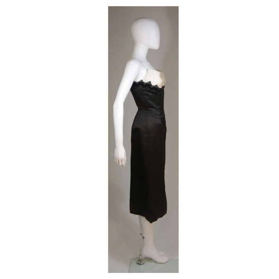 OLEG CASSINI Black and White Cocktail Dress with Lace | US 2/4