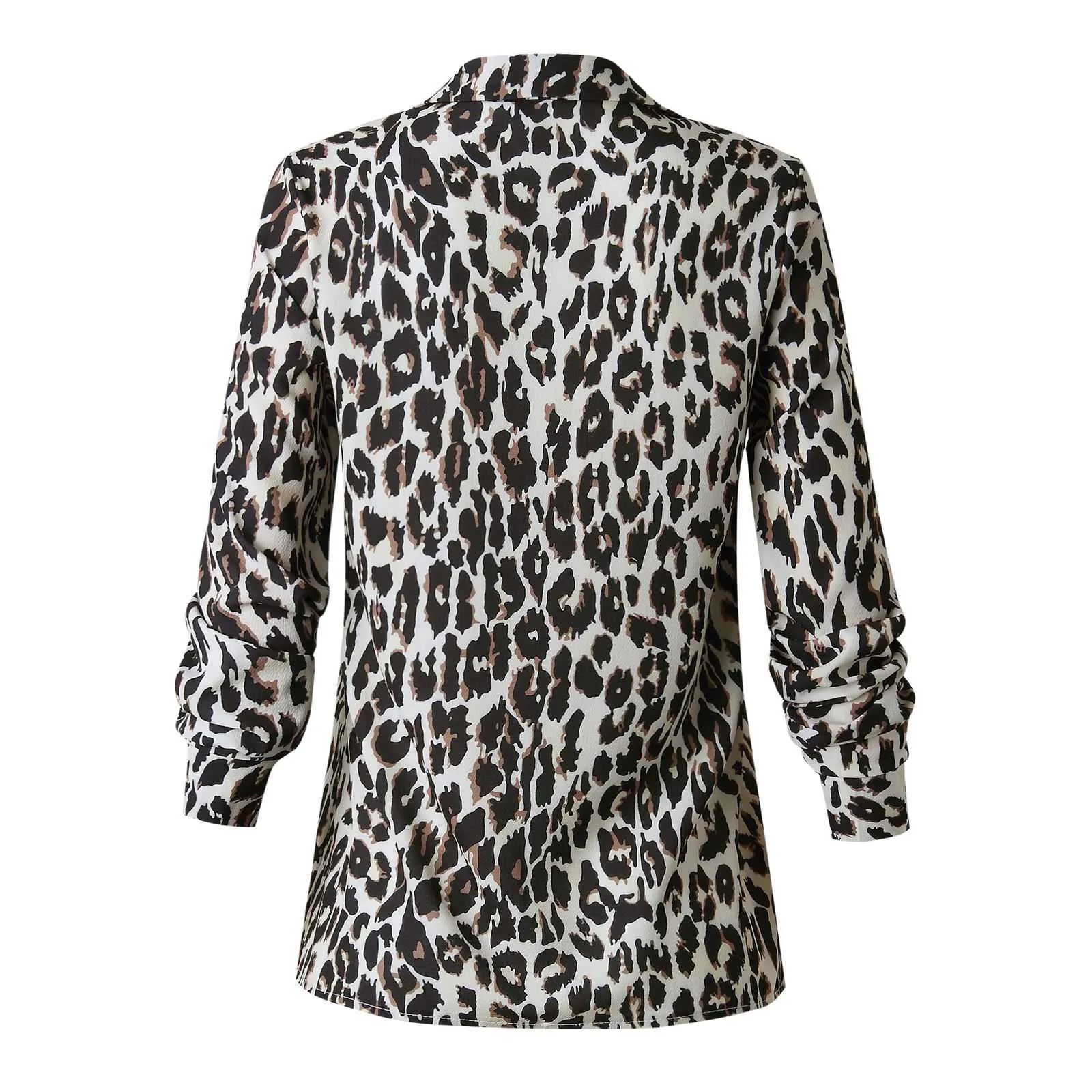 Oversized Retro Long Sleeve Leopard Print Button Up Shirt Womens