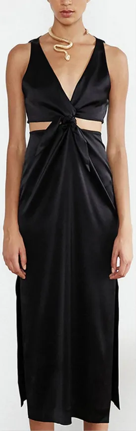 'Regina' Knotted Dress, Black