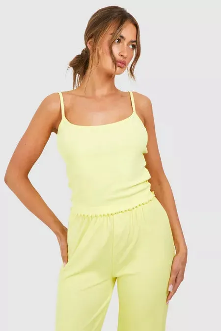 Ribbed Lounge Cami  Tank and Trouser Set