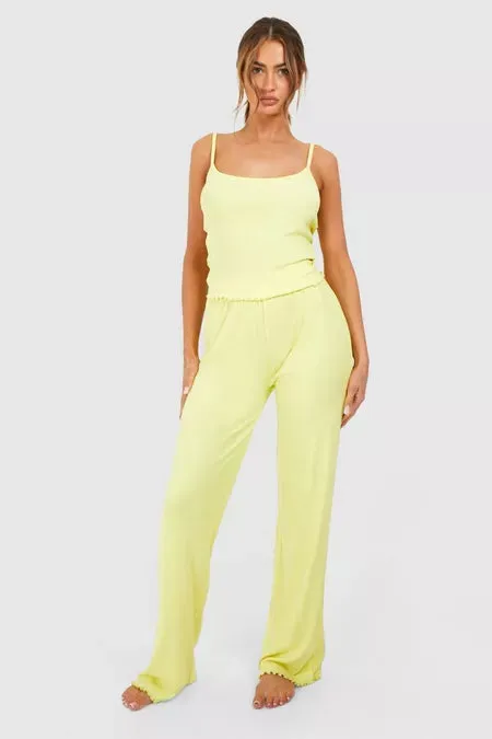 Ribbed Lounge Cami  Tank and Trouser Set