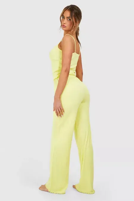 Ribbed Lounge Cami  Tank and Trouser Set