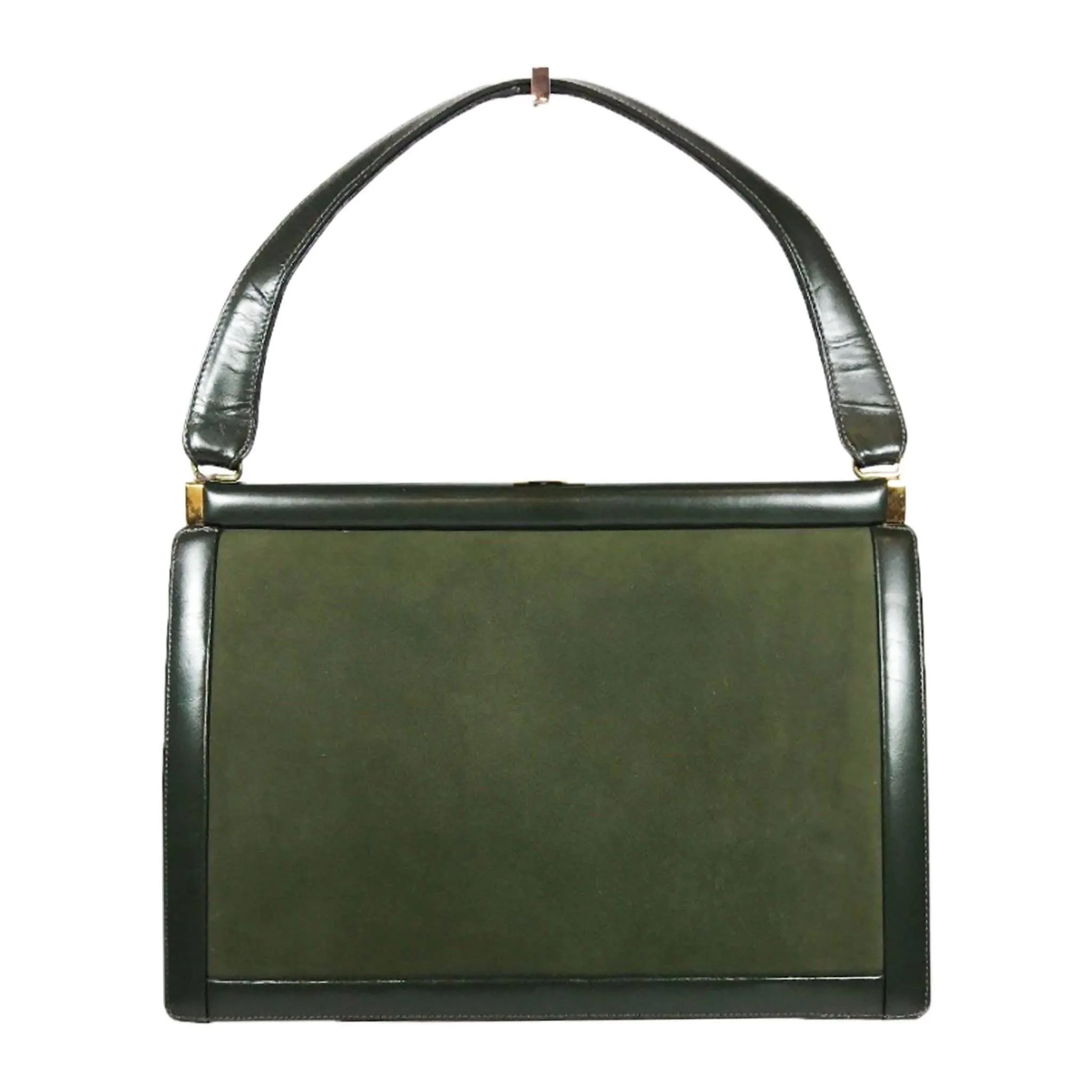 SAKS FIFTH AVENUE Green Leather Suede Shoulder Bag