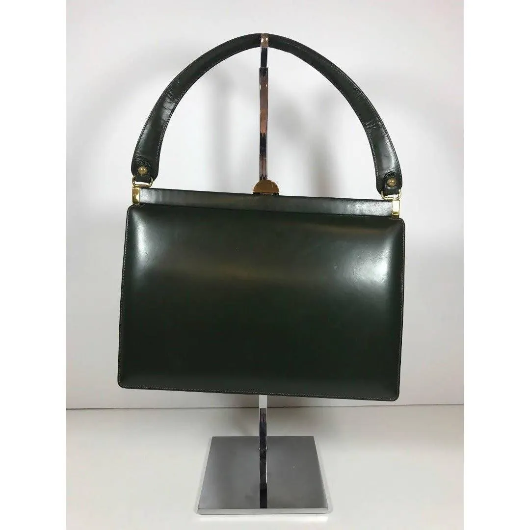 SAKS FIFTH AVENUE Green Leather Suede Shoulder Bag