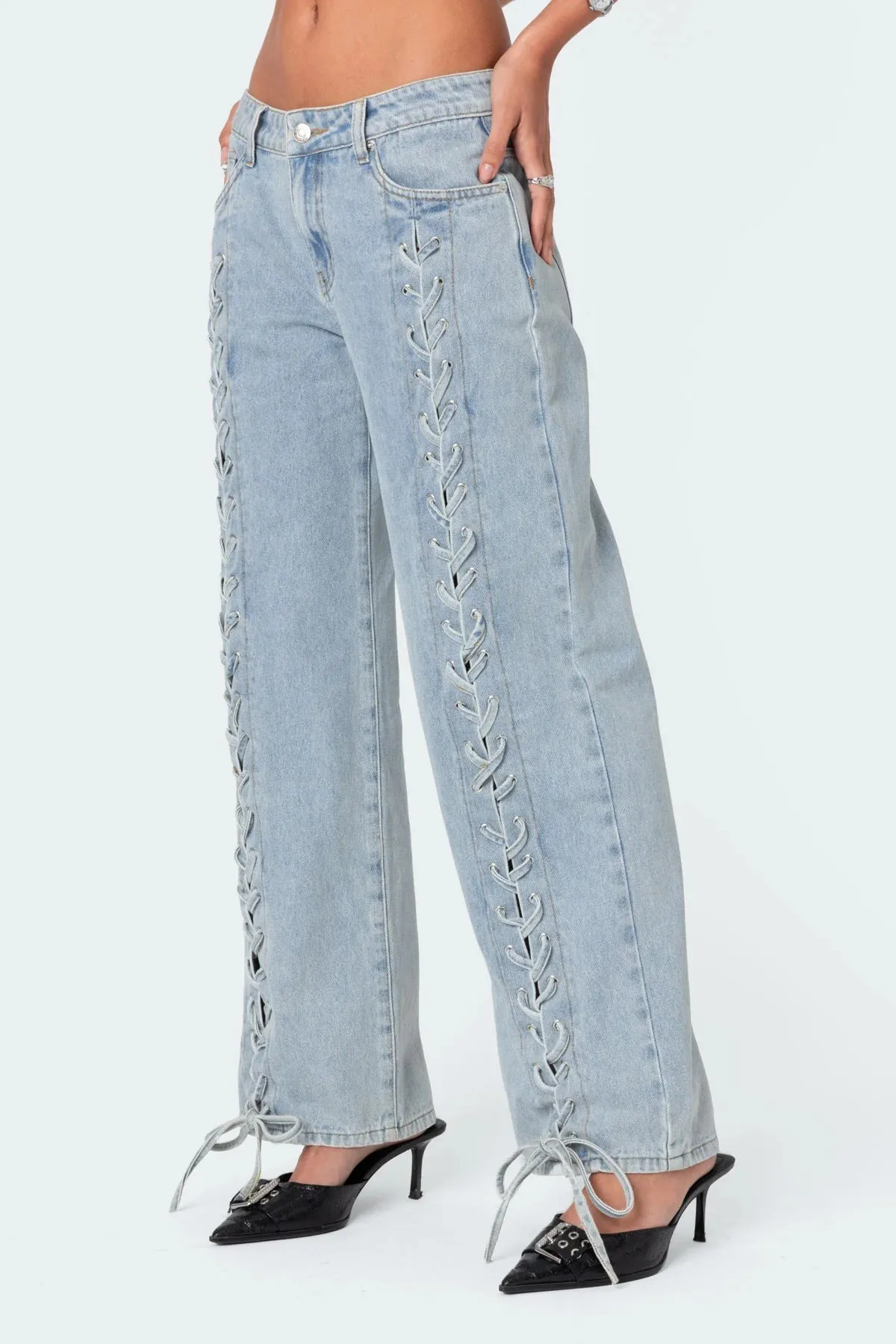 Sierra Lace-Up Low Rise Jeans