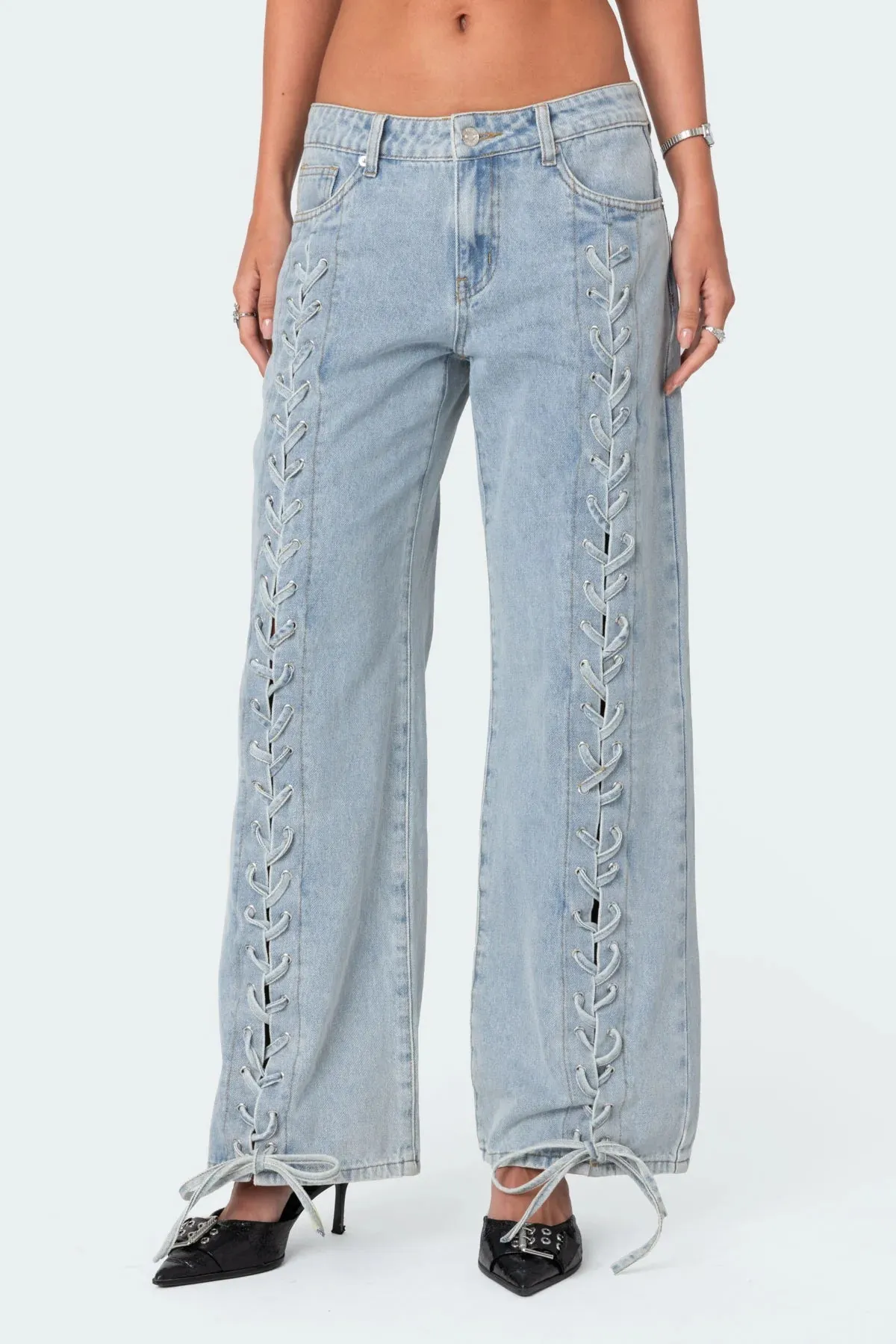 Sierra Lace-Up Low Rise Jeans