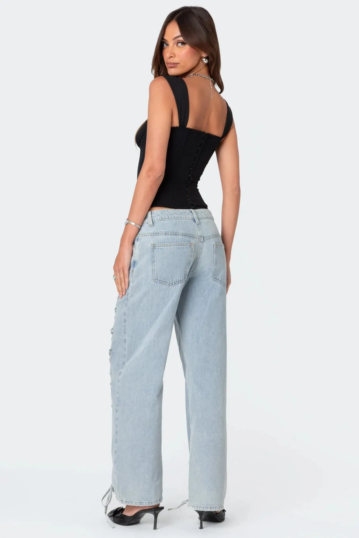 Sierra Lace-Up Low Rise Jeans