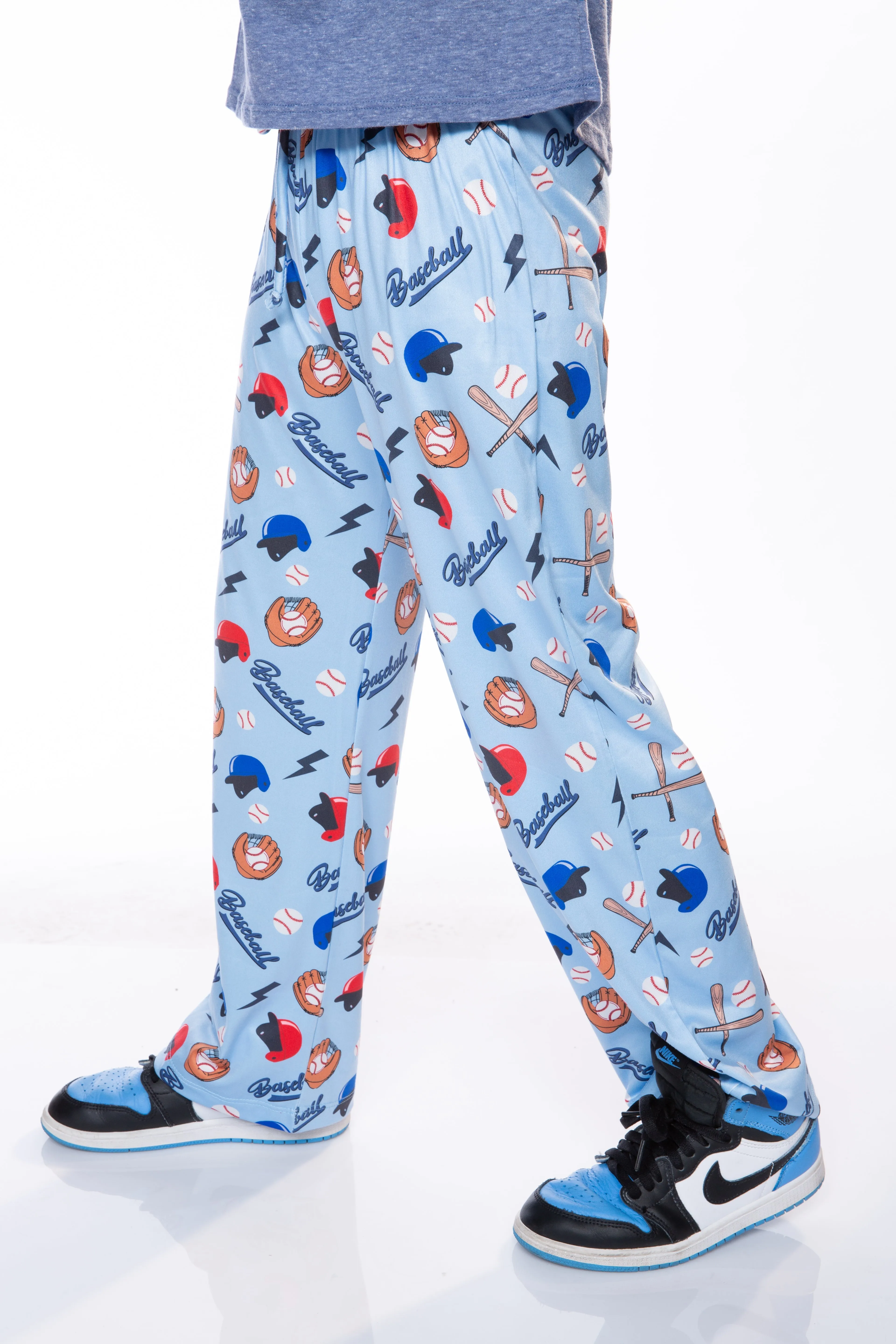 Simply Soft Karate Pant - Ice Blue Baseballs