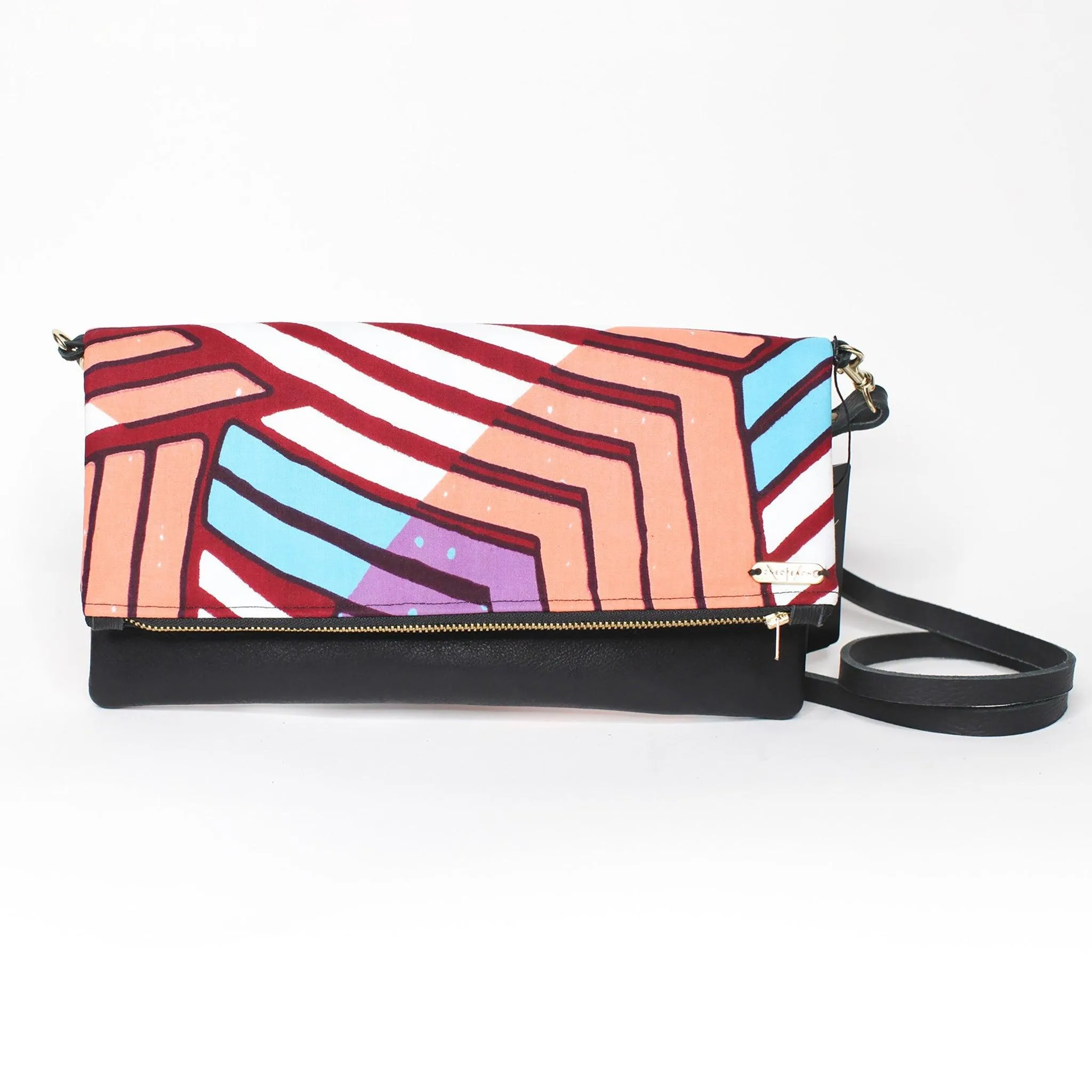 Small Leather Purses Ankara Striped