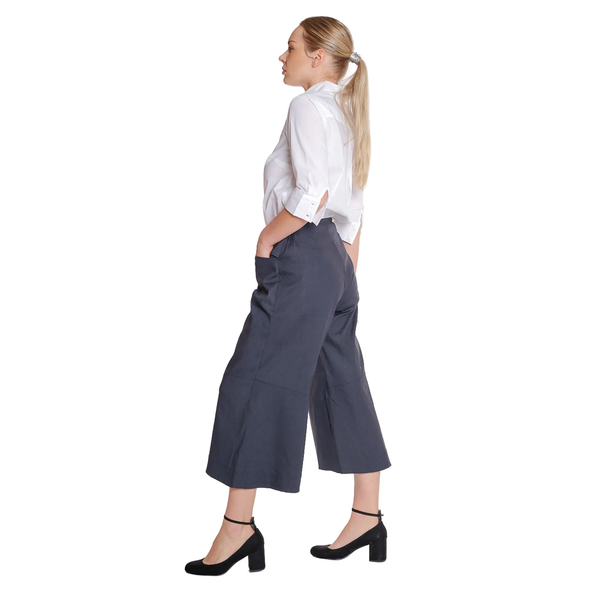 stretch linen dart pant