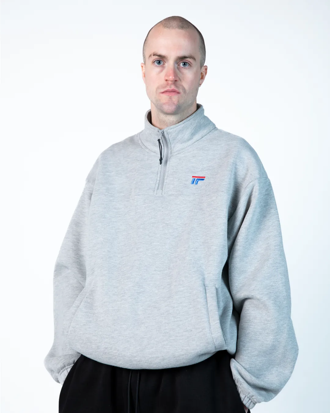 Grey Marle Strike Panel 1/4 Zip Pullover