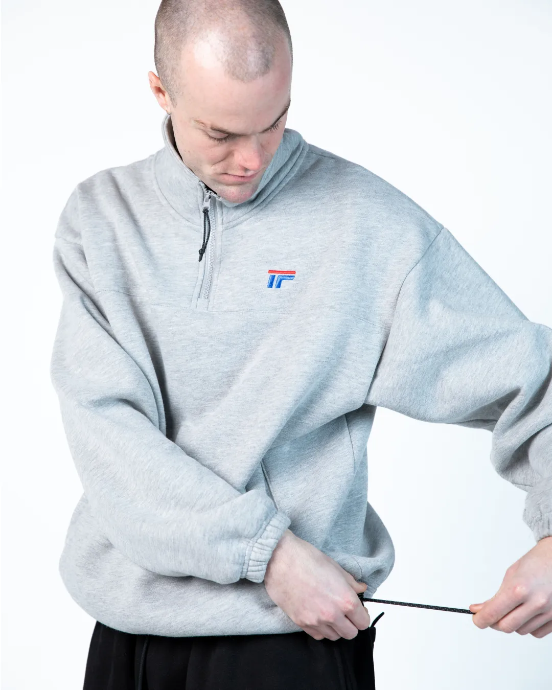 Grey Marle Strike Panel 1/4 Zip Pullover