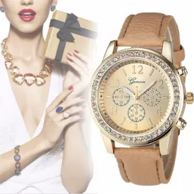 Stylish wholesale Faux Chronograph Relogio Feminino Quartz Classic Round Ladies Women Crystals Watch Feb17