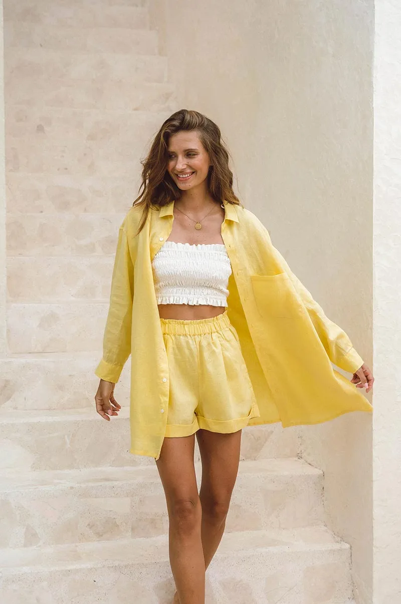 SUMMER Shirt Dress - lemon linen