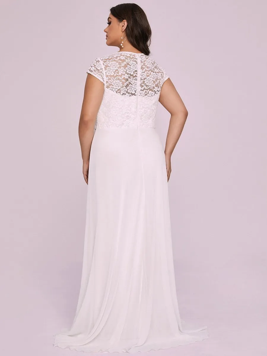 Sweetheart Chiffon Wholesale Bridemaid Dress With Lace Cap Sleeves