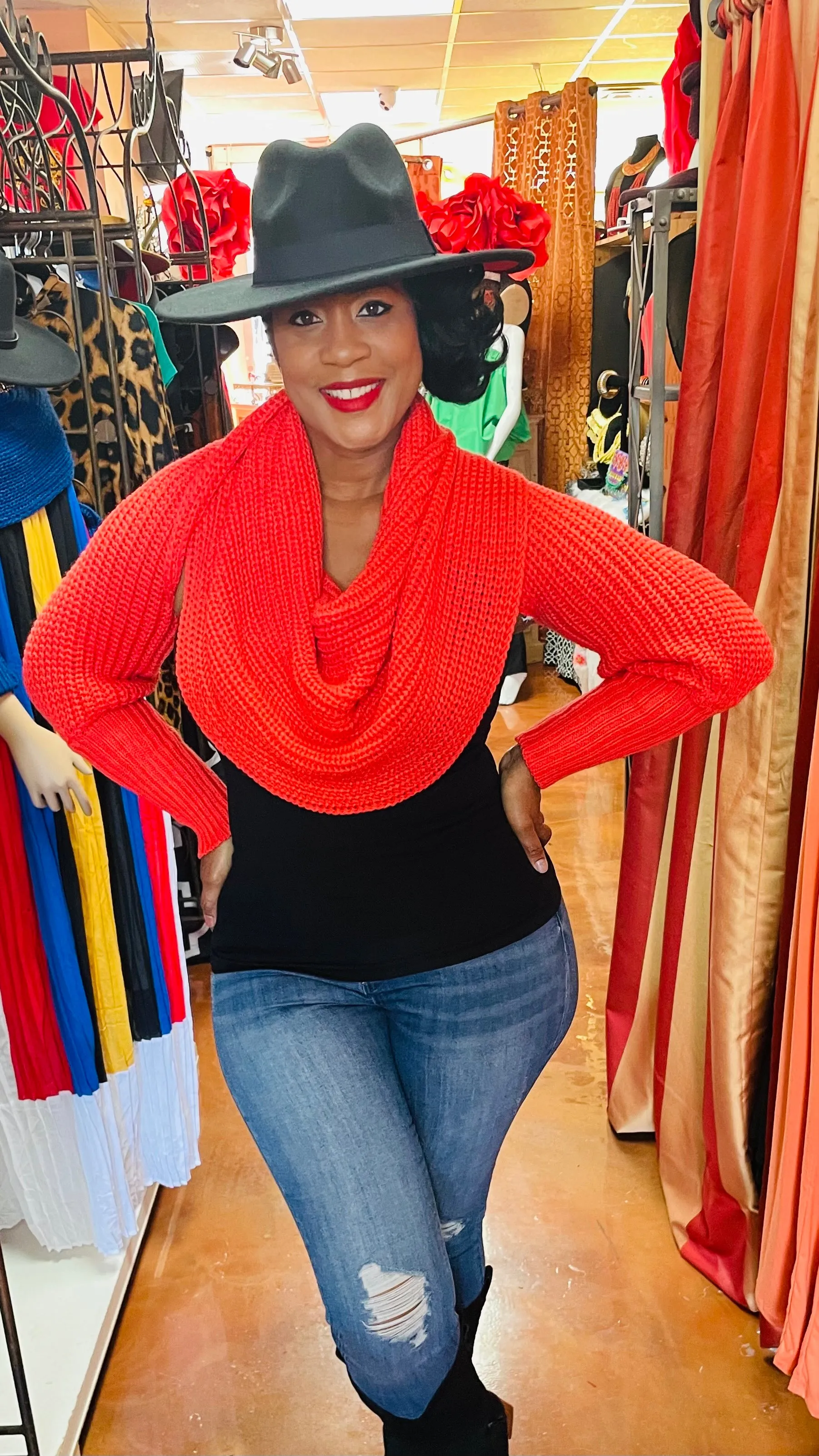 Tangerine Knit Shrug