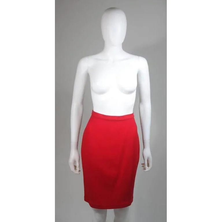 Thierry Mugler Contoured Red Skirt Suit Set | 40