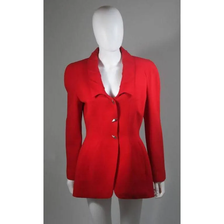 Thierry Mugler Contoured Red Skirt Suit Set | 40