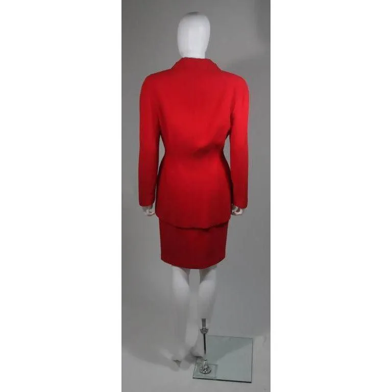 Thierry Mugler Contoured Red Skirt Suit Set | 40