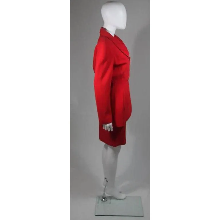 Thierry Mugler Contoured Red Skirt Suit Set | 40