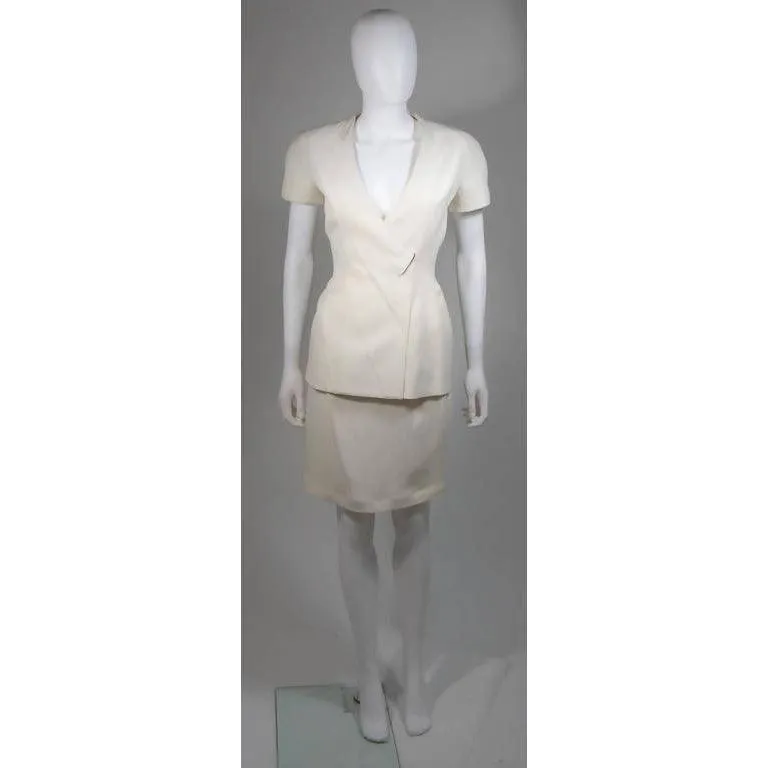 THIERRY MUGLER Ivory Skirt Suit Set | Size 36/38