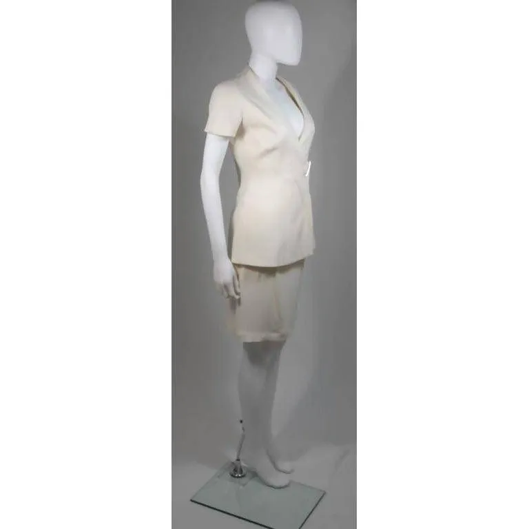 THIERRY MUGLER Ivory Skirt Suit Set | Size 36/38