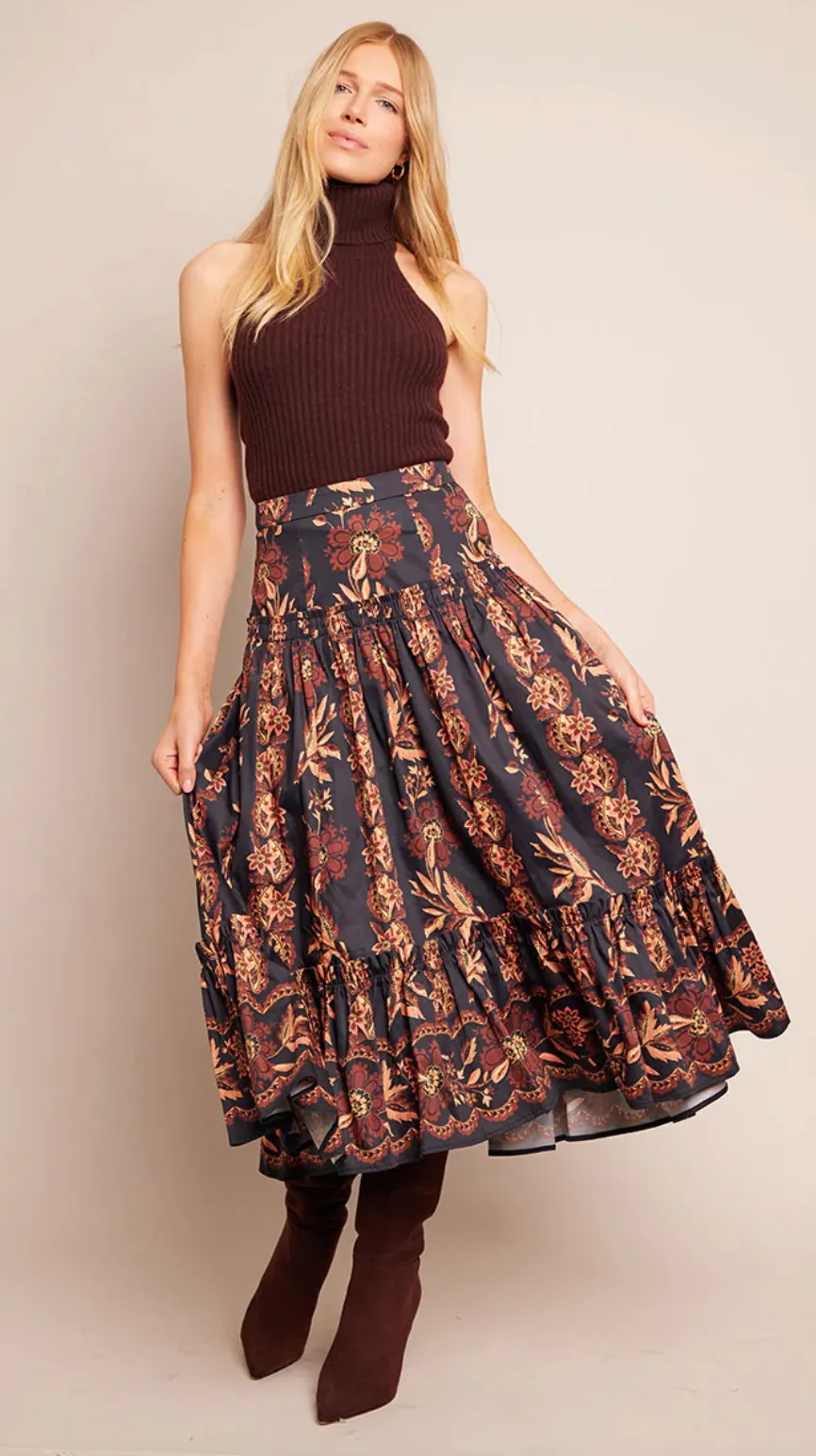 Tisbury Maxi Skirt in Black Renaissance