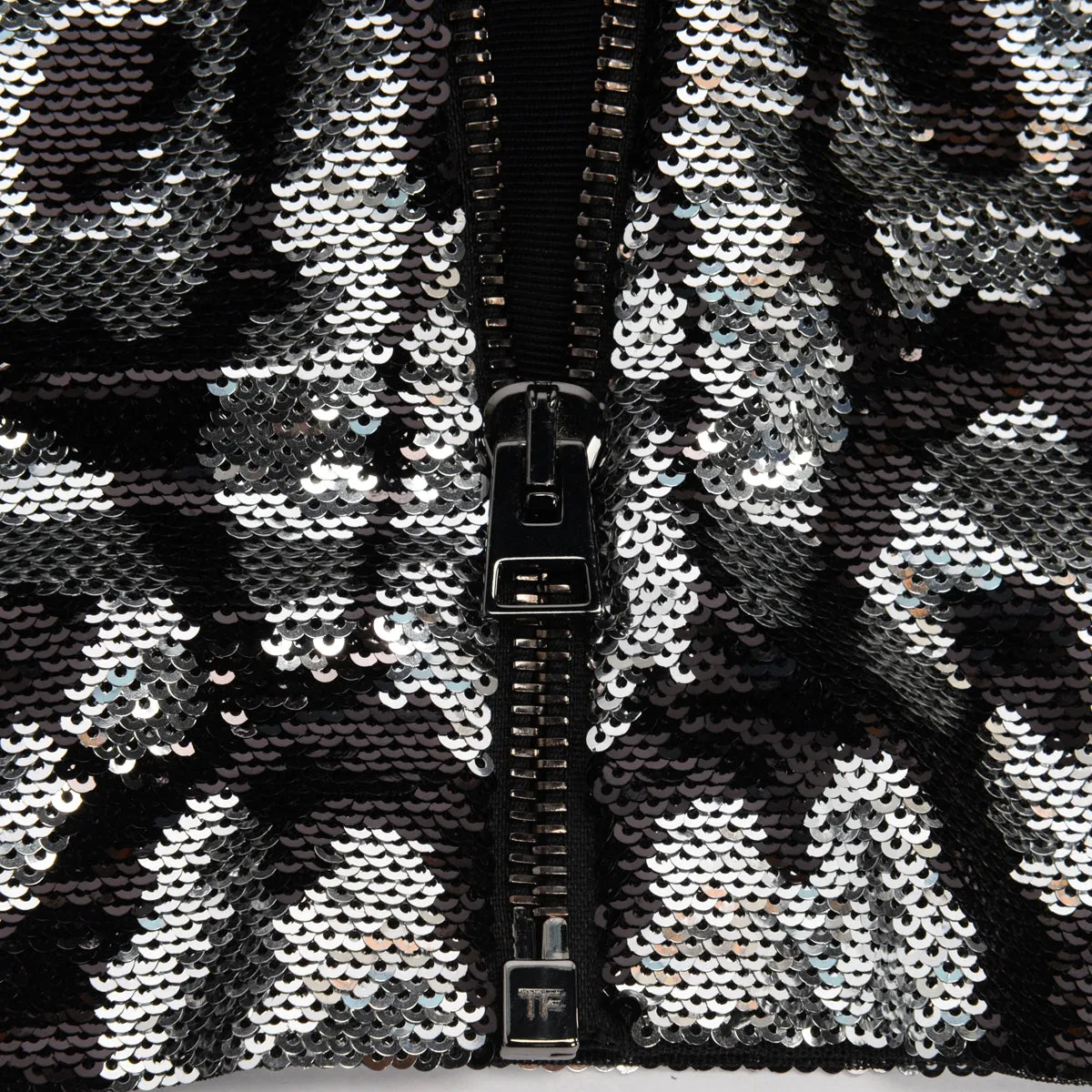 Tom Ford Black & Silver Sequin Animal Print Suit IT 38