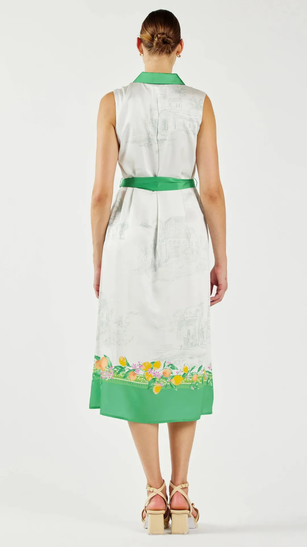 Tuscan Citrus Shirt Dress - Green Lemon