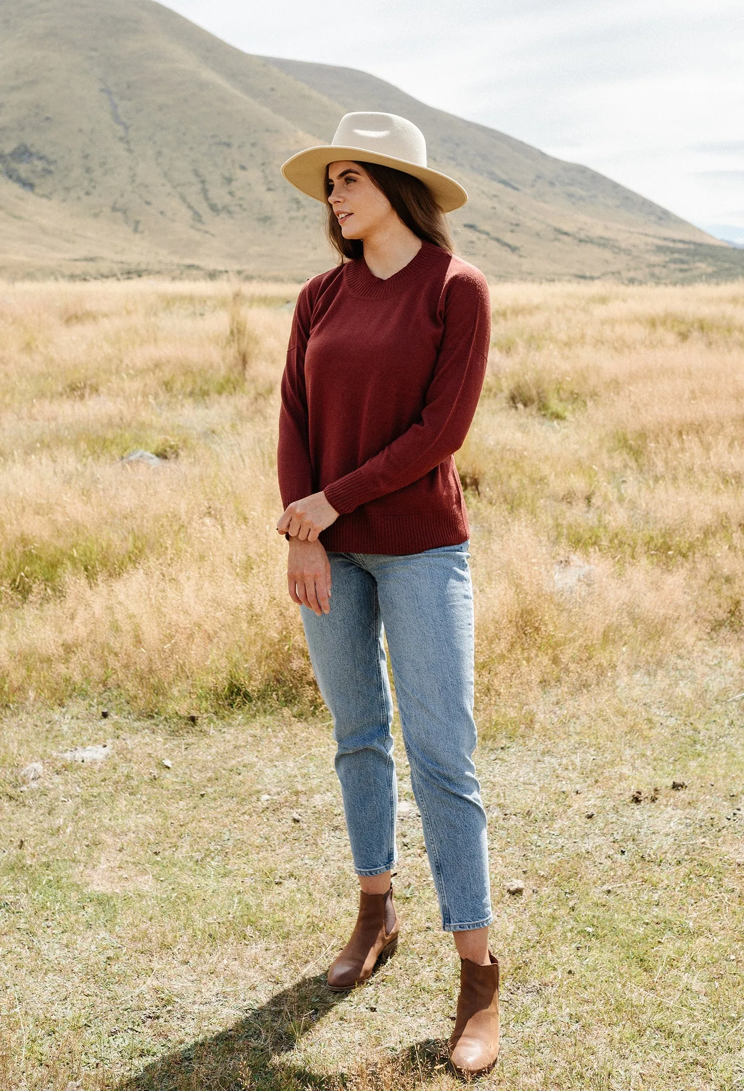 Ultrafine Merino Mock Neck - Sienna