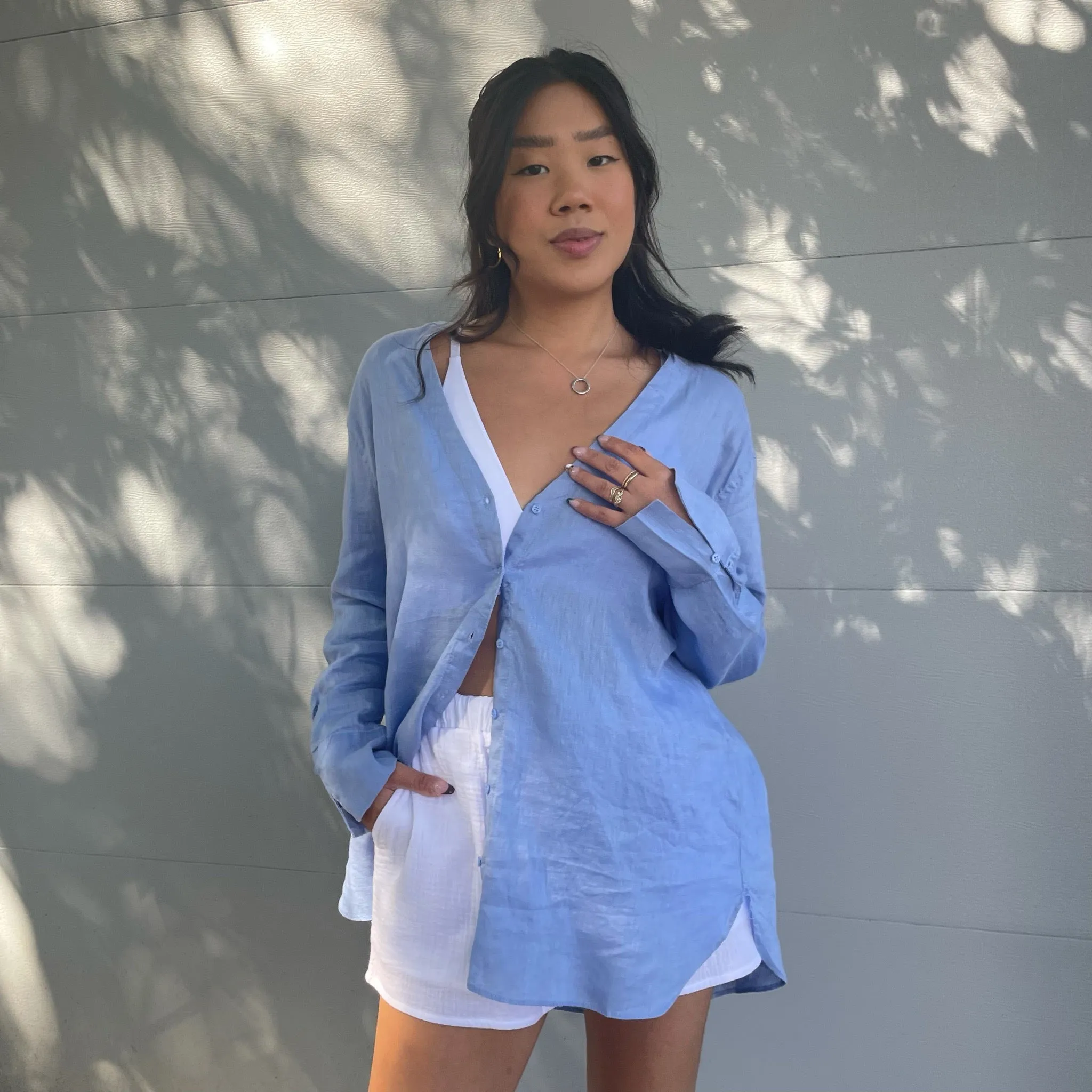 VANESSA V Neck Linen Shirt