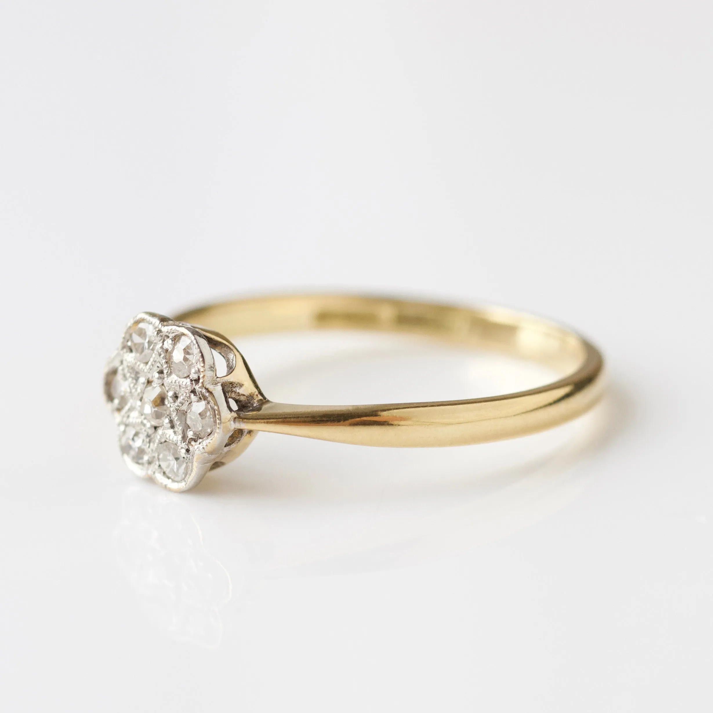 Vintage 18k Yellow Gold Diamond Ring - Uk Size Q