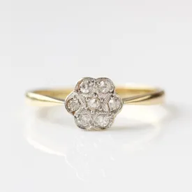 Vintage 18k Yellow Gold Diamond Ring - Uk Size Q