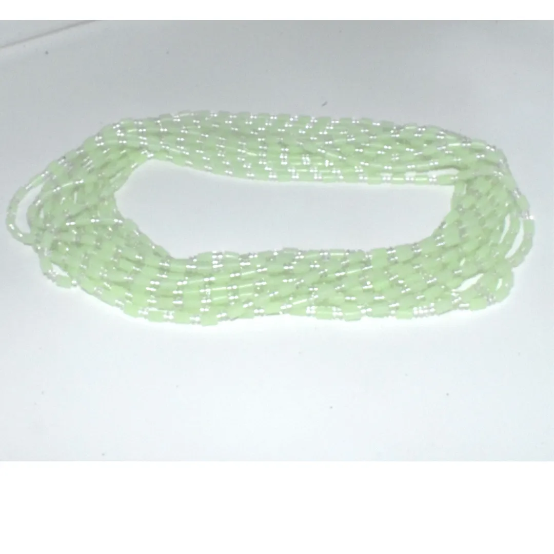 WB12- Limey Green "Glow in the Dark" African Glass Seed Waist Beads Belly Chains