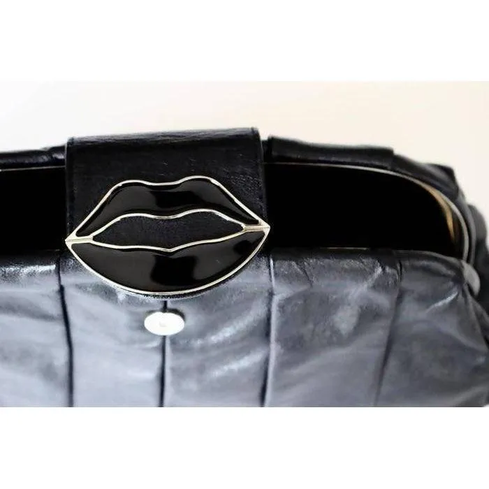 YVES SAINT LAURENT Black Dali Lip Clutch Bag