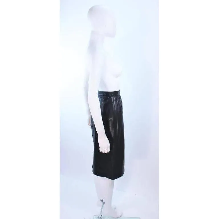 YVES SAINT LAURENT Black Leather Skirt | Size EU 46