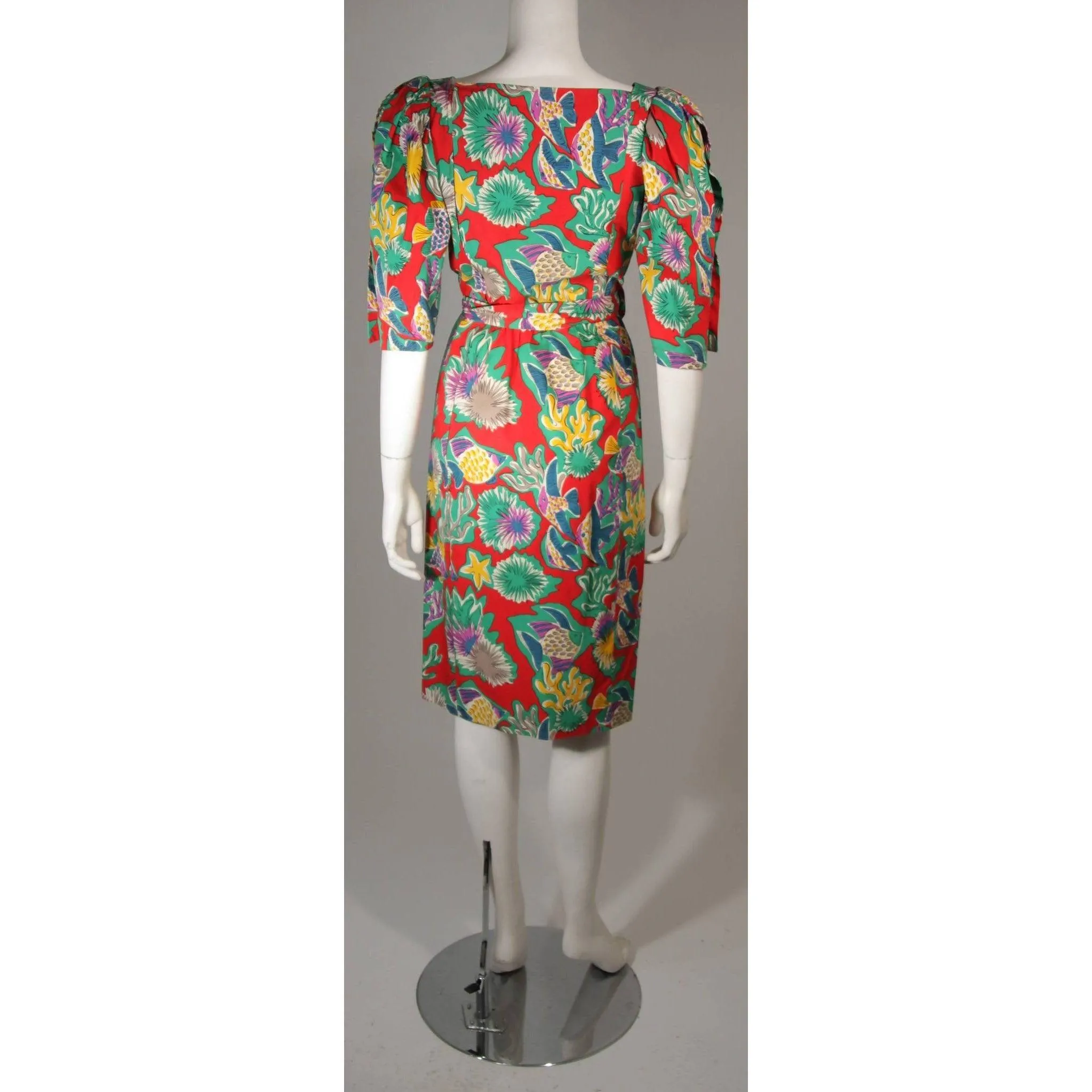 Yves Saint Laurent Red Cotton Print Dress | FR 38