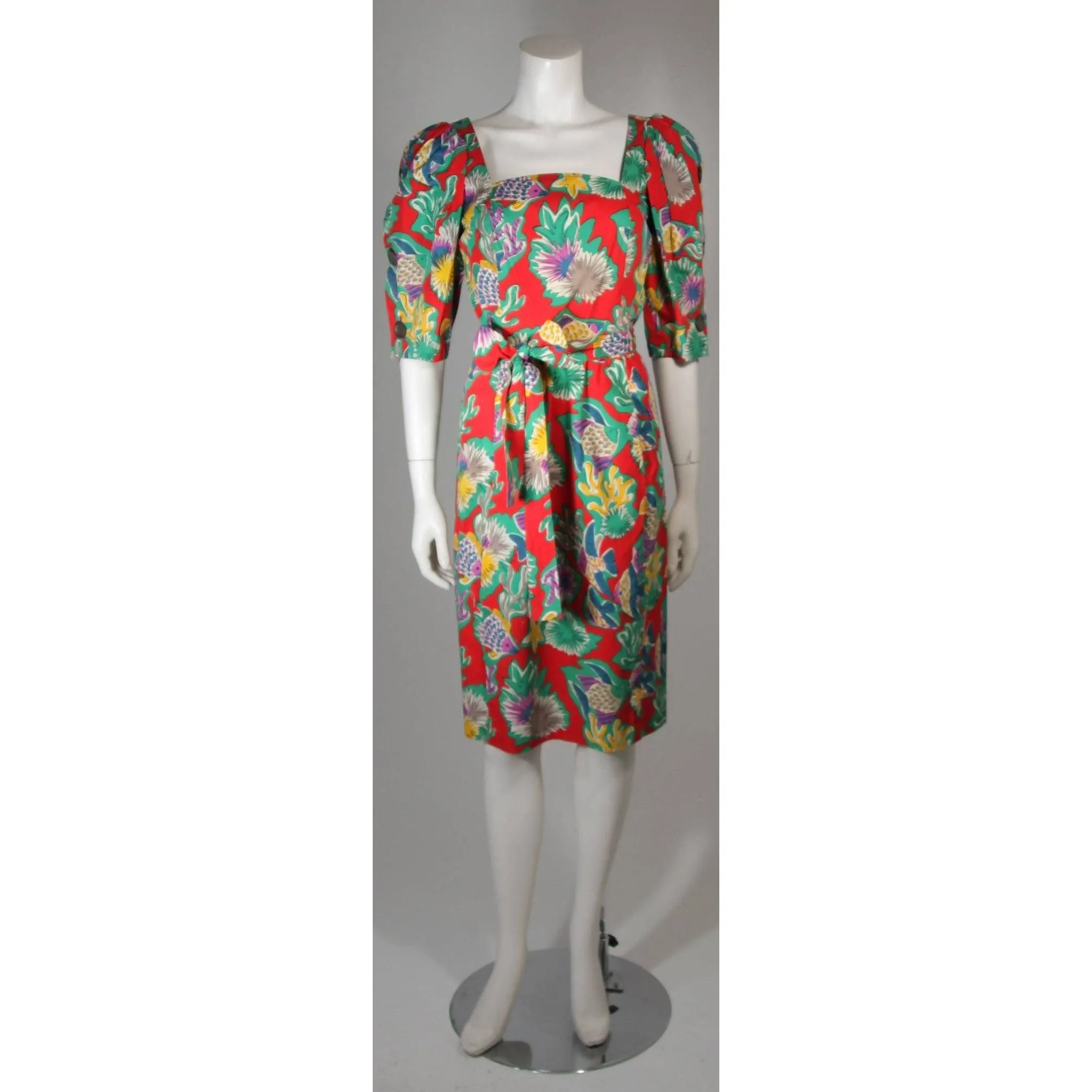 Yves Saint Laurent Red Cotton Print Dress | FR 38