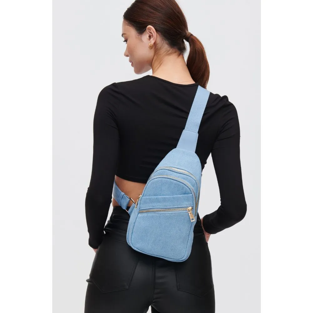 Zephyr Denim Sling Backpack